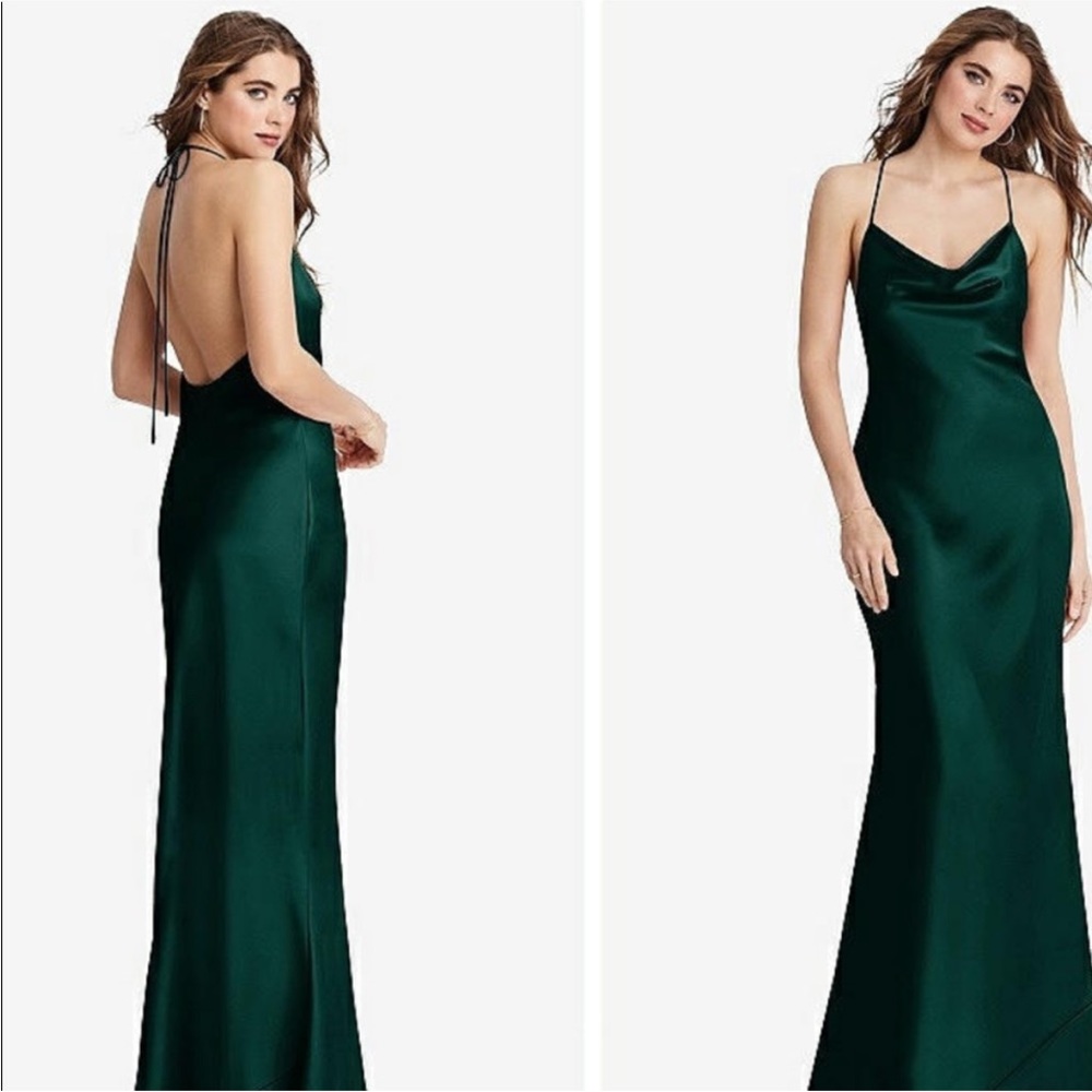 LOVELY evergreen long cowl neck dress size small